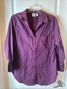 Caribbean Joe Women's Deep Plum Button-Front Top